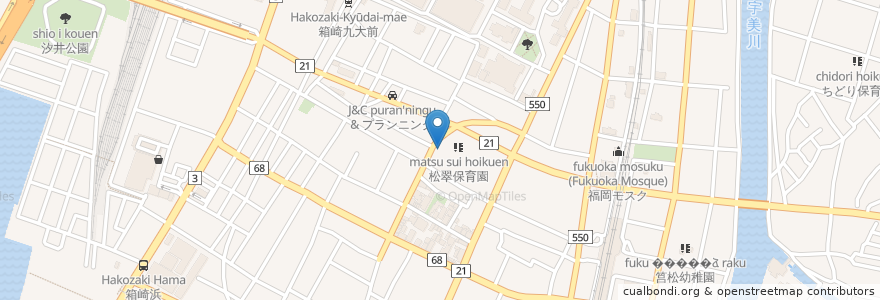 Mapa de ubicacion de パパイヤ en Japon, Préfecture De Fukuoka, 福岡市, 東区.