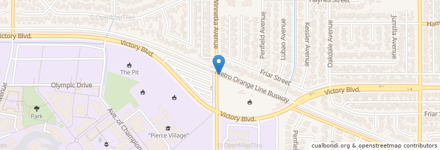 Mapa de ubicacion de Pierce College en アメリカ合衆国, カリフォルニア州, Los Angeles County, ロサンゼルス.