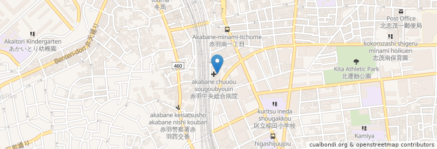 Mapa de ubicacion de 赤羽中央総合病院付属クリニック 血液透析センター en Japonya, 東京都, 北区.