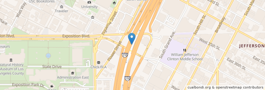 Mapa de ubicacion de 37th Street/USC en الولايات المتّحدة الأمريكيّة, كاليفورنيا, مقاطعة لوس أنجلس, لوس أنجلس.