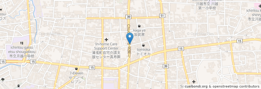 Mapa de ubicacion de Café 1G en 日本, 埼玉県, 川越市.