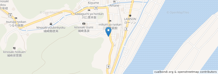 Mapa de ubicacion de 大黒屋 en Japão, 兵庫県, 豊岡市.