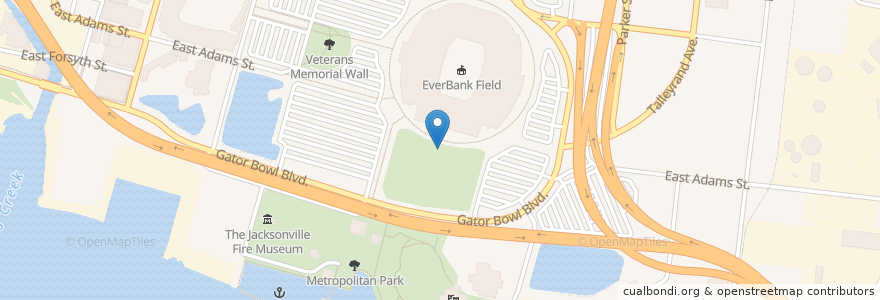 Mapa de ubicacion de Daily's Place Amphitheater en Estados Unidos Da América, Flórida, Condado De Duval, Jacksonville.