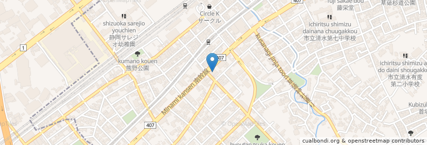 Mapa de ubicacion de にわ・とりのすけ草薙本店 en Japonya, 静岡県, 静岡市, 清水区.