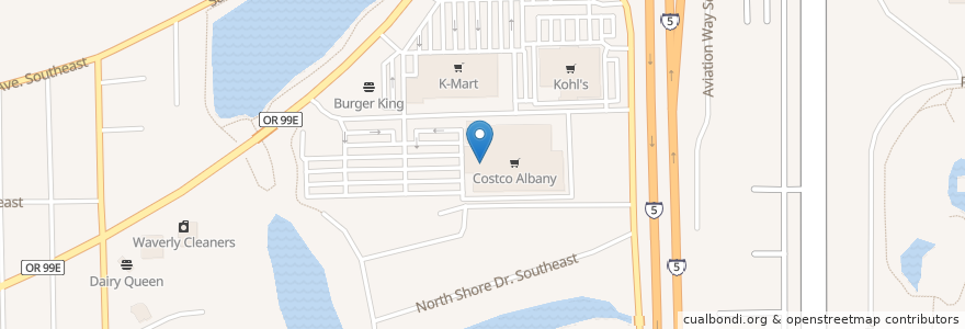 Mapa de ubicacion de Costco Pharmacy en アメリカ合衆国, オレゴン州, Linn County, Albany.