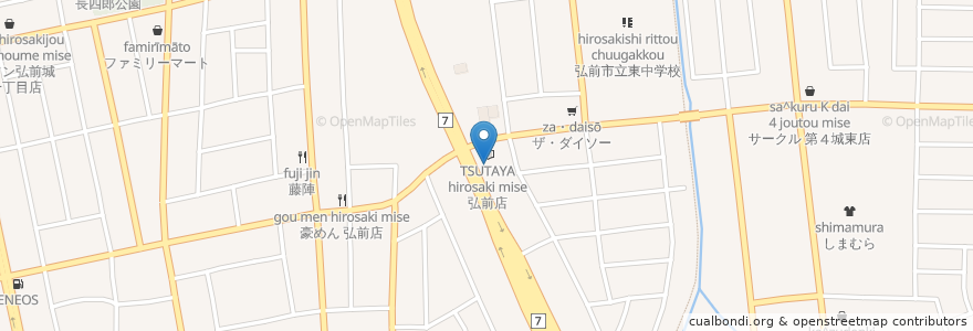 Mapa de ubicacion de TULLY'S COFFEE TSUTAYA弘前店 en Japón, Prefectura De Aomori, 弘前市.