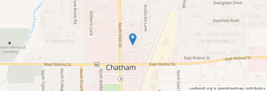 Mapa de ubicacion de Chatham Cafe en Amerika Syarikat, Illinois, Sangamon County, Chatham.