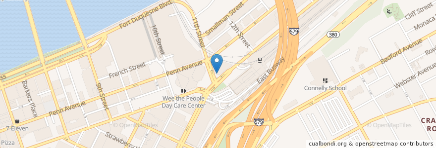 Mapa de ubicacion de Pittsburgh Greyhound Bus Station en Estados Unidos De América, Pensilvania, Allegheny County, Pittsburgh.