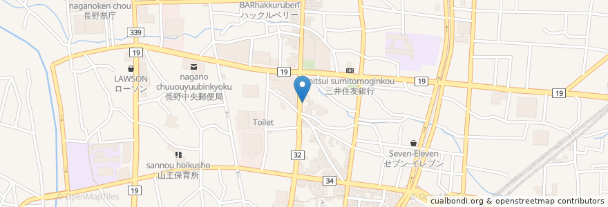 Mapa de ubicacion de マツザワ薬局 en 日本, 長野県, 長野市.