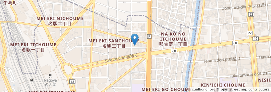 Mapa de ubicacion de 資格の大原 名古屋校 en Japonya, 愛知県, 名古屋市, 中村区.