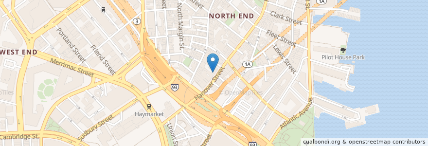 Mapa de ubicacion de Parla en Amerika Syarikat, Massachusetts, Suffolk County, Boston.
