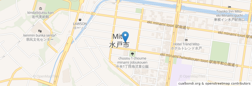 Mapa de ubicacion de 水戸市役所 en Japan, Ibaraki Prefecture, Mito.