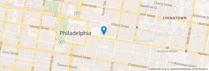 Mapa de ubicacion de Starbucks en Amerika Birleşik Devletleri, Pensilvanya, Philadelphia County, Philadelphia.