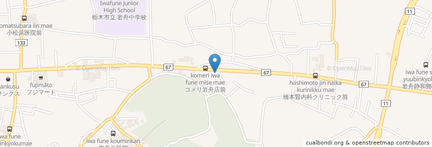 Mapa de ubicacion de とんぼ en Japan, Präfektur Tochigi, 栃木市, 岩舟町.