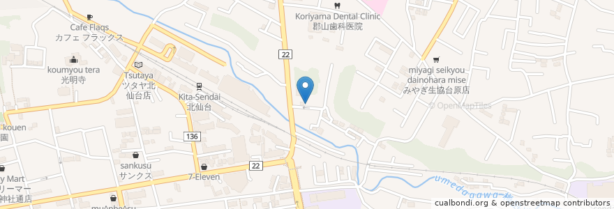 Mapa de ubicacion de ひので薬局 en اليابان, 宮城県, 仙台市, 青葉区.