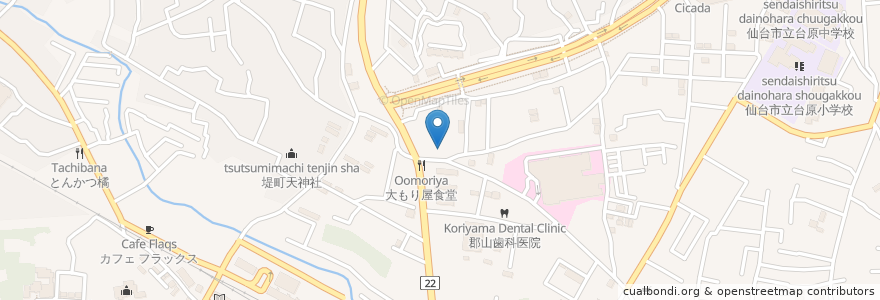 Mapa de ubicacion de のっぺらぼう en Japão, 宮城県, 仙台市, 青葉区.