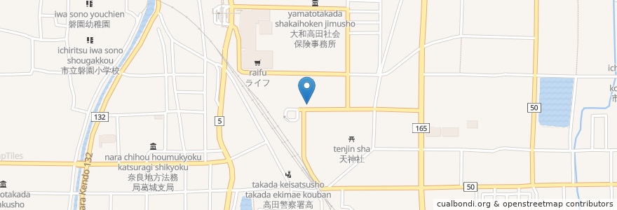 Mapa de ubicacion de 旬彩 まえだ en 日本, 奈良県, 大和高田市.