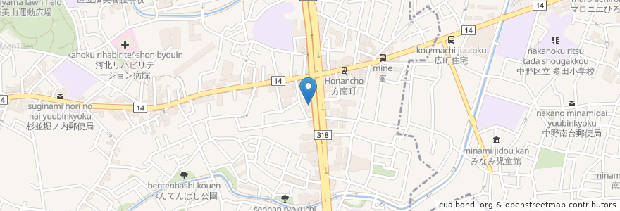 Mapa de ubicacion de こばやし方南町歯科 en Япония, Токио, Сугинами.