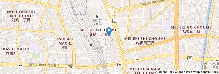 Mapa de ubicacion de みそカツ 矢場とん en Jepun, 愛知県, 名古屋市, 中村区.