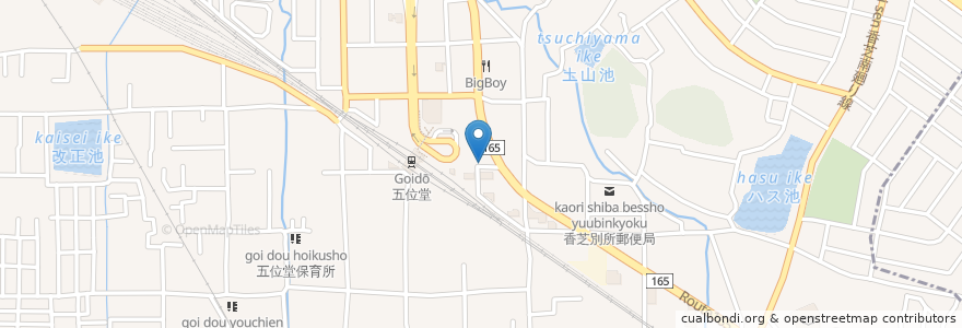 Mapa de ubicacion de カフェコロン en 日本, 奈良県, 香芝市.