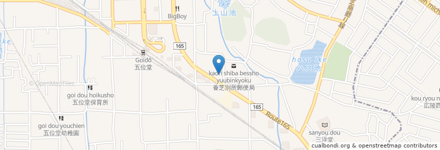 Mapa de ubicacion de コクミン薬局 五位堂店 en Japan, 奈良県, 香芝市.