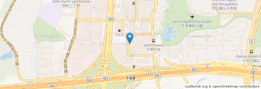 Mapa de ubicacion de ニューブラジル en 日本, 大阪府, 豊中市.