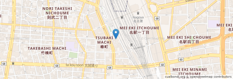 Mapa de ubicacion de ウメ子の家 en 日本, 愛知県, 名古屋市, 中村区.