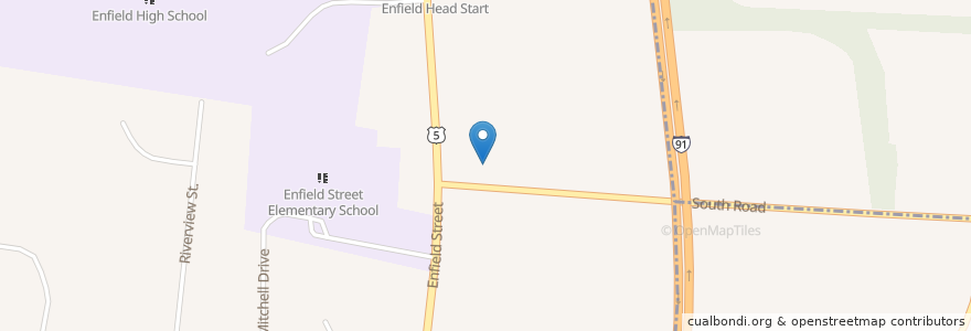 Mapa de ubicacion de Enfield Congregational Church en الولايات المتّحدة الأمريكيّة, كونيتيكت, Hartford County, Enfield.