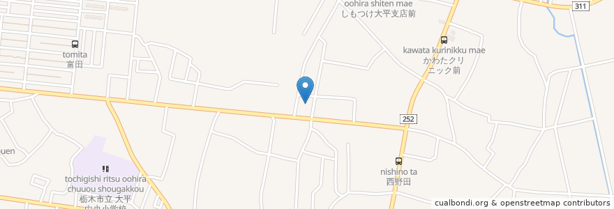 Mapa de ubicacion de 鶴見皮膚科 en Japón, Prefectura De Tochigi, 栃木市.