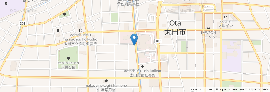 Mapa de ubicacion de エムズ・カフェ en 日本, 群馬県, 太田市.