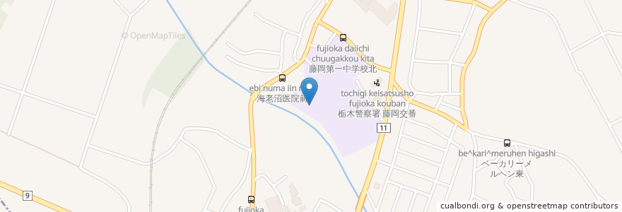 Mapa de ubicacion de 剣道場 en 일본, 도치기현, 栃木市.