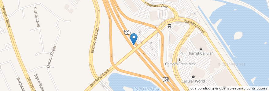 Mapa de ubicacion de Rowland Boulevard Bus Pad en ایالات متحده آمریکا, کالیفرنیا, Marin County, Novato.