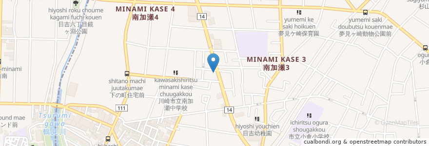 Mapa de ubicacion de 元祖ニュータンタンメン本舗 南加瀬 en ژاپن, 神奈川県, 川崎市, 幸区.