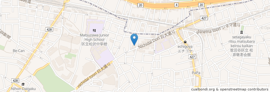 Mapa de ubicacion de しのべクリニック en Japon, Tokyo, 世田谷区.