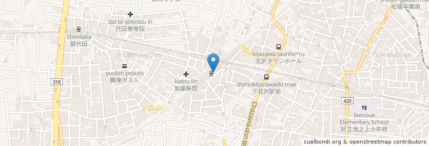 Mapa de ubicacion de 宇野皮膚科医院 en 일본, 도쿄도, 世田谷区.