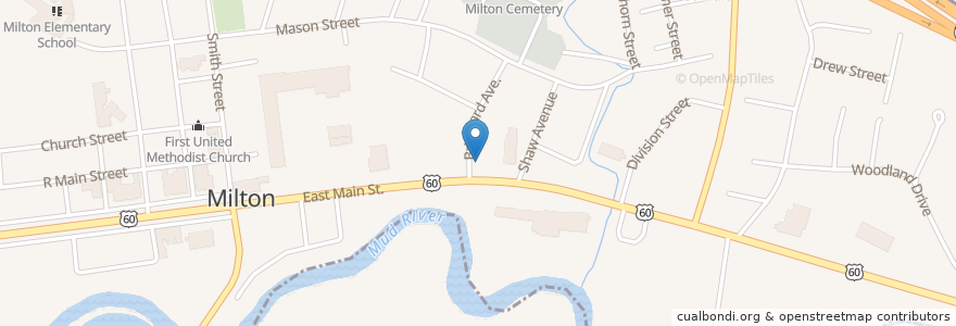 Mapa de ubicacion de Pizza Hut en Amerika Syarikat, Virginia Barat, Cabell County, Milton.