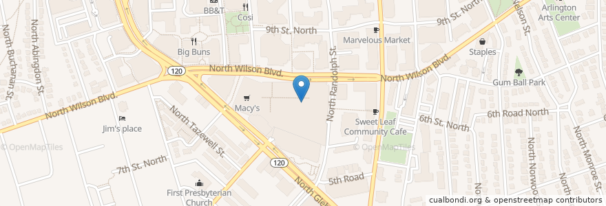Mapa de ubicacion de Punch bowl social en ایالات متحده آمریکا, ویرجینیا, Arlington County, Arlington.