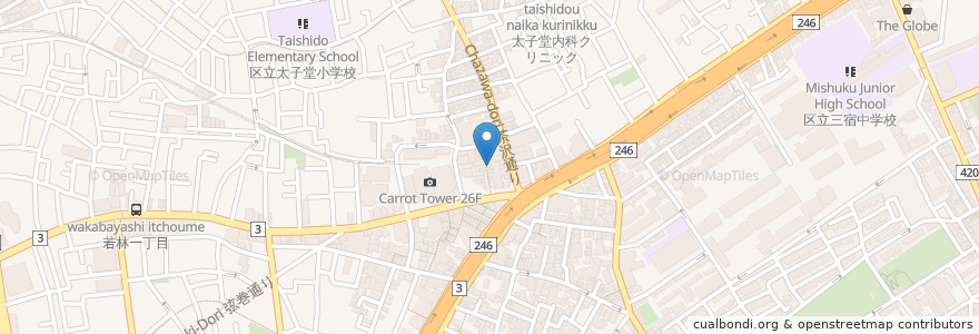Mapa de ubicacion de 四文屋 en 日本, 東京都, 世田谷区.