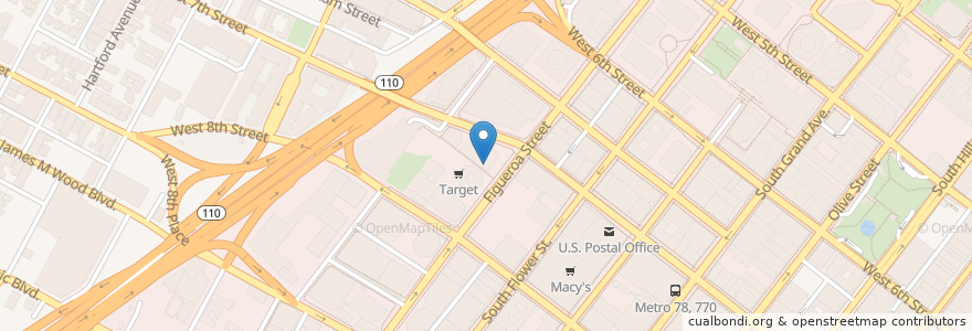 Mapa de ubicacion de California Pizza Kitchen en アメリカ合衆国, カリフォルニア州, Los Angeles County, ロサンゼルス.