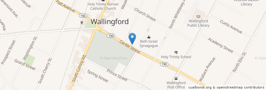 Mapa de ubicacion de Wallingford Pizza House en Estados Unidos De América, Connecticut, New Haven County.