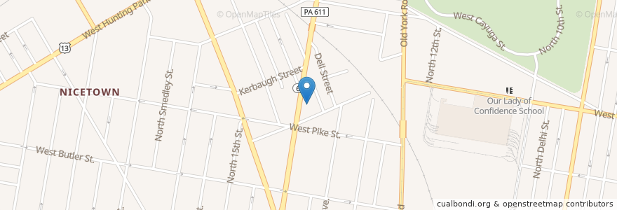 Mapa de ubicacion de St Stephen's Baptist Church en États-Unis D'Amérique, Pennsylvanie, Philadelphia County, Philadelphia.