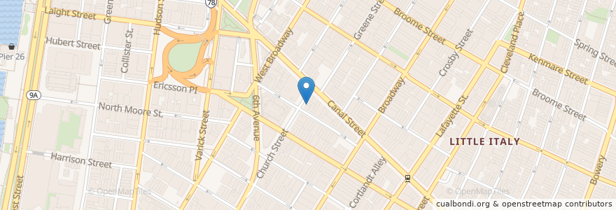 Mapa de ubicacion de Saluggi's en 美利坚合众国/美利堅合眾國, 纽约州 / 紐約州, 纽约, 纽约县, Manhattan, Manhattan Community Board 2.