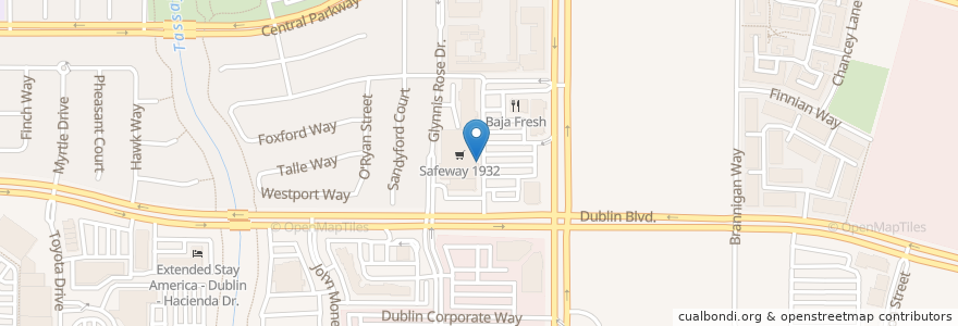 Mapa de ubicacion de USPS en United States, California, Alameda County, Dublin.