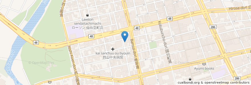 Mapa de ubicacion de 酒房肴町 en Japan, 宮城県, 仙台市, 青葉区.
