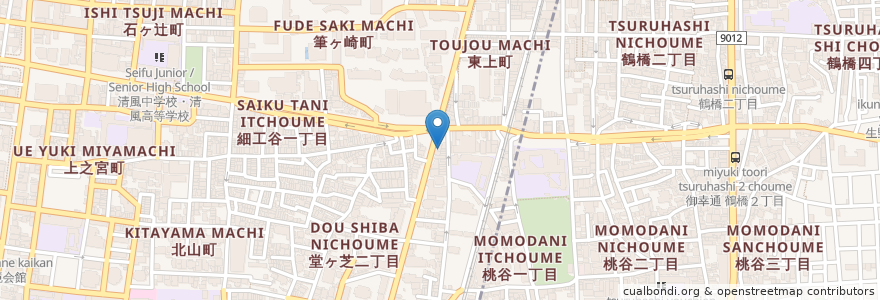 Mapa de ubicacion de たかおか en 日本, 大阪府, 大阪市, 天王寺区.