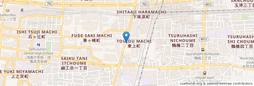 Mapa de ubicacion de JINANBO en Japan, 大阪府, Osaka, 天王寺区.