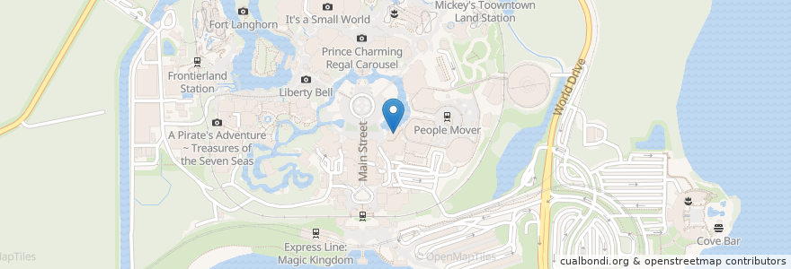 Mapa de ubicacion de Tomorrowland Terrace Restaurant en 미국, 플로리다주, Reedy Creek Improvement District, Orange County, Bay Lake.