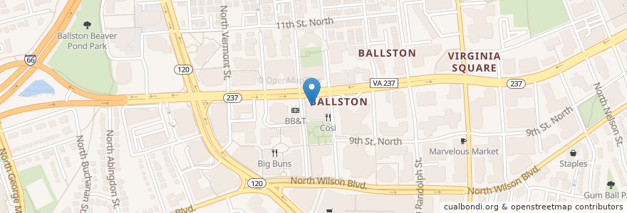 Mapa de ubicacion de Regus en Amerika Birleşik Devletleri, Virjinya, Arlington County, Arlington.