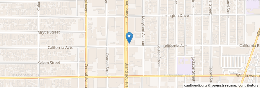 Mapa de ubicacion de Panera Bread en アメリカ合衆国, カリフォルニア州, Los Angeles County, Glendale.