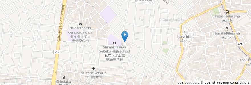 Mapa de ubicacion de Bullseye en 日本, 東京都, 世田谷区.